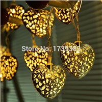 New Hot Selling Christmas Silver Filigree Metal Hearts Pendant Led String light Lighting Indoor Bedroom Fairy Lights