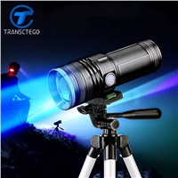 15W strong light fishing flashlamp Blue and white yellow light fishing lamps Liquid crystal display zoomable flashlight