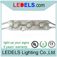 1000pcs/Lot 0.72watt 12V UL certificated led smd5050 big 3 chip per module 160 beam angle wide led modules for signs