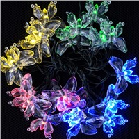 2PCS/LOT 4.8M 20 LED Solar String Lights Butterfly Solar Fairy Lights Outdoor Christmas Party Wedding Decoration Led Lights Lamp