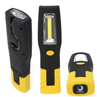 Portable Led Magnetic Flashlight COB Worklight Torch Tent Lamp Battery Powered Light with Hook Yellow/Red/Blue On Sale