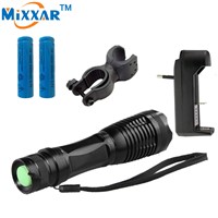 RUzk10 LED flashlight  XML-T6 8000 Lumens Adjustable led Torch Zoomable lights + 2*18650 5000mAh battery  +EU/US Charger+Holder