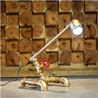 Industrial Country Retro Water Pipe Desk Lamp American Vintage Table Lamps Led Table Light Bulbs for Sduty Room-FJ-DT1S-006A0