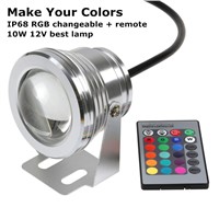 Waterproof 12V 10W IP68 RGB Underwater LED Light for Swimming Pool Pond Aquarium 16 Colors Change With IR Remote