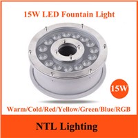 New 15W LED Fountain light IP68 waterproof lamp underwater lights AC/DC 12V 24V for Swimming Pool Pond Fish Tank Aquarium Park