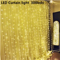 4.5M x 3M 300 LED Home Outdoor Holiday Christmas Decorative Wedding xmas String Fairy Curtain Garlands Strip Party Lights