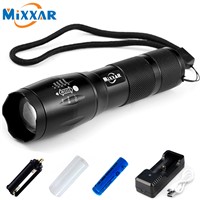 Mixxar E17 XML-T6 4000LM Aluminum 5 Modes Zoomable CREE LED Flashlight LED Torch Light for AAA or 18650 Rechargeable Battery