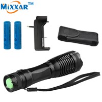 RUZK5 LED torch XML-T6 4000 LM Led flashlight Focus lamp Zoomable lights+Charger + 2*18650 5000mAh Rechargeable battery+Holster