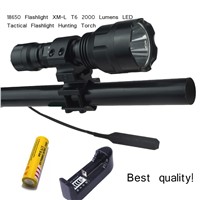 High Quality Lantern C8 XML T6 Led Flashlight 2000 Lumens Linterna Led T6 Torch Light Hunting Flash Light +18650+Gun Mount