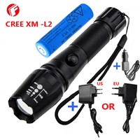 LED Rechargeable Flashlight CREE XM - L2 light 3800 lumens 18650 battery Outdoor camping Cycling Powerful led flashlight