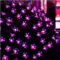 New Hot Solar Fairy String Lights 21ft 50 LED Purple Blossom Decorative Gardens, Lawn, Patio, Christmas Trees, Weddings, Parties