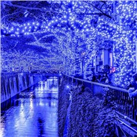 Solar Fairy String Lights 56ft 100 LED Blue Waterproof Christmas Decorative Light For Gardens, Lawn, Patio, Solar Tree Lights