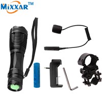 zk52  CREE XM-L T6 led torch 4000Lm zoomable tactical flashlight  for Hunting +1*18650 battery + Remote Switch+Charger+Gun Mount