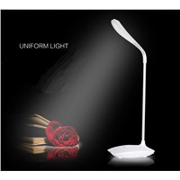 Rechargeable Eco-friendly Gooseneck Portable LED Desk Eye-Friendly Lamp 3 Level Dimmable Touch Control Button-White