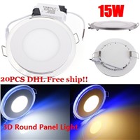 20PCS DHL Free Acrylic LED Panel Light Recessed Downlight Panel Ceiling Wall Light 15W Cool White/Warm White For Home Decoration