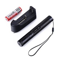 Powerful  Military Adjustable Focus 532nm 200mw Lazer Green Laser Pointer Flashlight +18650 Rechargeable Battery +smart charger