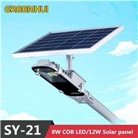 Super bright 8W cob LED Street Light 12W Solar Power Panel Ray+Time control Wall Waterproof Outdoor Garden Path Spotlight