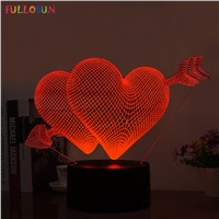 Sweet 3D USB LED Lamp LED LOVE Heart Shape Night Light with 7 Colors Desk Lamp for Valentine&amp;amp;#39;s Day Romantic Gifts