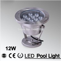 10pcs/lot 12W LED Fountain lamp Stainless steel IP68 Safety AC12V/24V Swimming Pool/Ponds/Fountain swimming pool led light