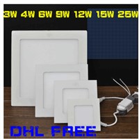 HOT! DHL 20pcs LED Ceiling Light 3W/4W/6W/9W/12W/15W/25W Square LED Panel Light with driver Warm White/Cold White