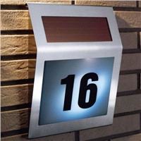 Stainless Steel Solar Powered Light 3 LED Illumination LED Doorplate Wall Lamp Outdoor House Home Numbers Light With Backlight
