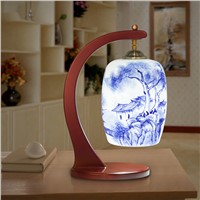 Russian Style Led Table Lamps For Living Room Jingdezhen Wooden Modern Table Light Handpainted Ceramic Lamp