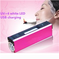 USB Rechargeable UV led flashlight with 4 white SMD lamps for 18650,365NM Fluorescent Urine Blacklight Detector Torch+USB Line