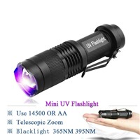 2016 new 365nm 395nm mini uv led flashlight torch lamp blacklight light cree torcia uv charge linterna