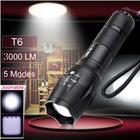 Ultra Bright 5 Modes XM-L T6 LED 3000 Lumens Waterproof Zoomable CREE LED Flashlight Torch Light For AAA or 18650 battery
