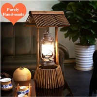 American rural original purely hand-made bamboo art Table Lamps South Asia antique design lamp for studio&amp;amp;amp;narrow table LDK017