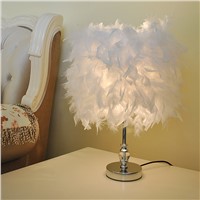 Wedding birthday gift simple study bedroom bed anchor crystal feather table lamp dimming feather table lamp