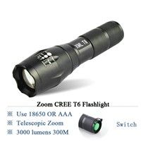 powerful Zoomable led flashlight CREE XM L2 T6 lamp lanterna 3000Lumen led Torch waterproof light Use 3X AAA or 18650Battery E17