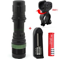 3000 Lumens Zoomable CREE XM-L Q5 LED Flashlight Torch Lamp Light Waterproof Lanterna LED 3 Modes With battery+charger+Holder