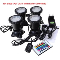 4 in 1 36LED RGB Underwater Lamp Spot Light for Water Garden Fish Tank Pond Fountain Aquarium led lighting  with Remote Control