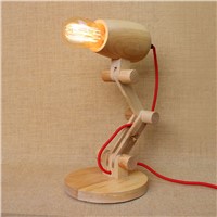 Vintage Wooden Table Lamp Adjustable Body 90~260V E27 Wood Desk Light For Study Room Bedroom Bedroom Lighting WTL016