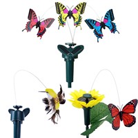 Vibration Solar Powered Dancing Flying Fluttering Butterflies Hummingbird Garden Decoration