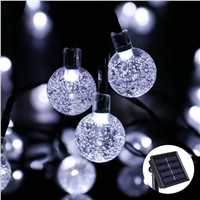 Solar Powered String Lights Outdoor Globe Christmas Light 19.7ft 30 Led Crystal Ball Decoration for Patio ,Garden ,Wedding,Party
