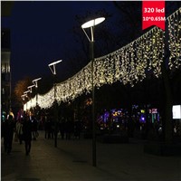 320leds Warm White  icicle led curtain string fairy light 320bulb Christmas Wedding home garden party garland decor 220V