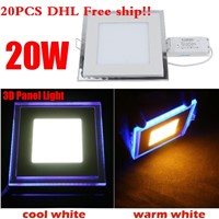 20PCS DHL 20W Acrylic LED Panel Light Ceiling Lamp Downlight Warm White/Cold White With Blue Light Border For Home Decoration