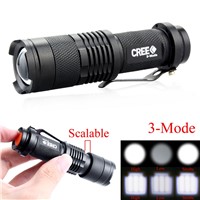 CREE Q5 2000Lumens Cree led Torch Zoomable Tactical Waterproof LED Flashlight Torch Light 3 Modes For AA/14500