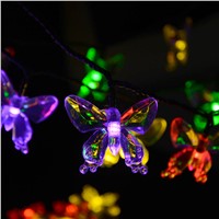 Solar Lamps 7M 40LEDs Colorful Butterfly Garland Fairy Luces Waterproof Christmas Outdoor Garden Solar Led Decoration Light