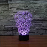 Creative Artistic 3D Visualization Skull Shpe LED Night Table Lamp for Home Decoration.