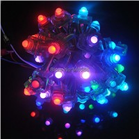 50pcs/string,DC5V Waterproof 12mm Square WS2801 RGB Full Color Diffused Digital LED Pixel Module String Addressable Exposed