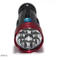 15000 lumens  9T6 LED flashlamp 9 x CREE XM-L T6 LED Waterproof Torch For Camping,Hiking Hunting 4x18650 battery +Charger