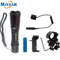 zk30 LED tactical led flashlight CREE XM-L2 4500Lm 5 modes zoomable torch for Hunting with Remote Switch and Shot Gun Mount