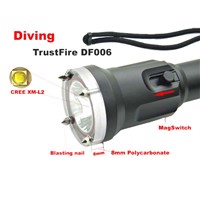 Diving TrustFire DF006 Cree XM-L2 Waterproof led light Magnetron Switch Underwater torch flashlight (by  18650 battery) DF-006