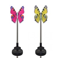 Newest Pack of 2 Solar Fiber Optic Color-Changing Butterfly Garden Stake Light Decoration