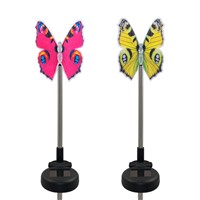 2pcs Solar Powered Butterfly Stake Pathway Lights Color Changing Stake Light Led Lawn Lamp for Garden Decoration Waterproof