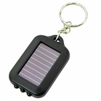 New Small Black Solar-powered LED Flashlight w/ Keychain handy neat bright