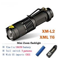 Led Torch Mini telescoping lanterna CREE XML T6 L2 rechargeable Led Flashlight waterproof lamp 3800 Lumens Use 18650 battery